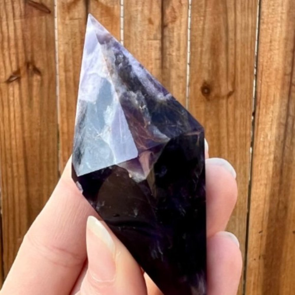#186 Amethyst Double Terminated Crystal Point - Picture 7 of 9